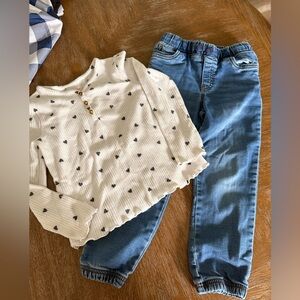 Cat & Jack Top Carter’s Jogger Style Jeans girls 5T
